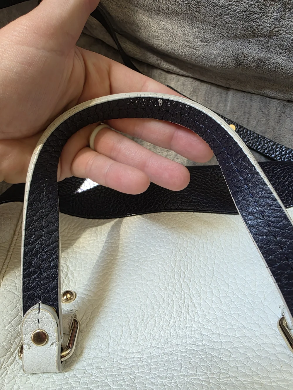Kate Spade Two-Tone Cream and Navy Leather Tote